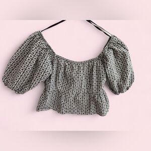 Sim & Sam Smocked Puff Sleeve Peplum Top - Size Small